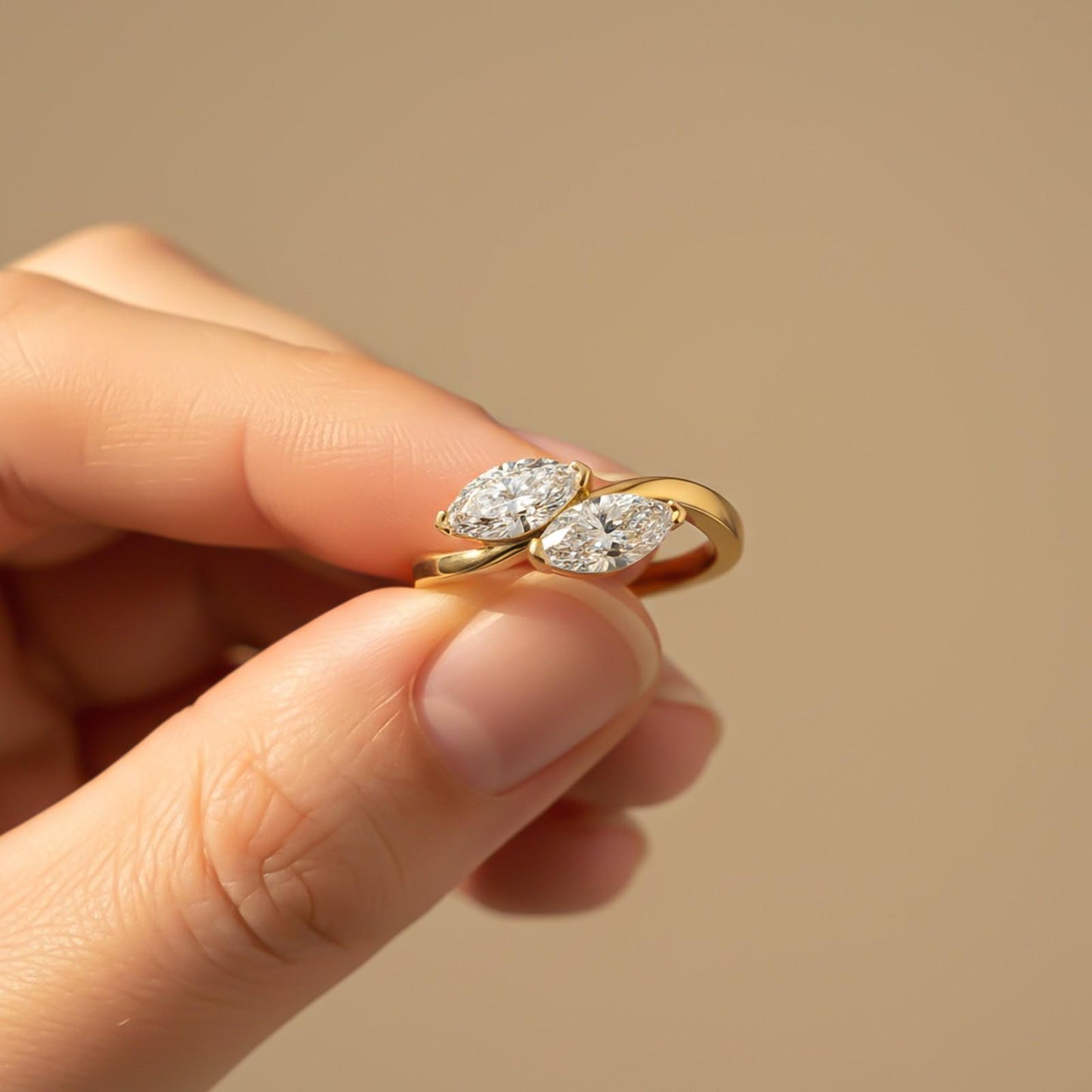 1Ctw Marquise Classy Dual Stone Moissanite Ring