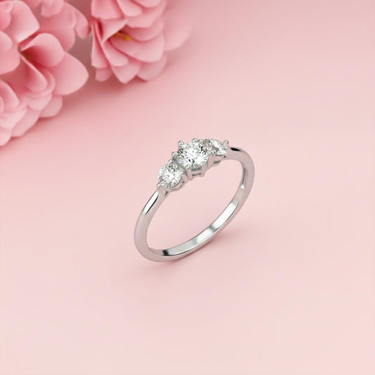 1.50Ctw Round Moissanite Stella Trilogy Ring