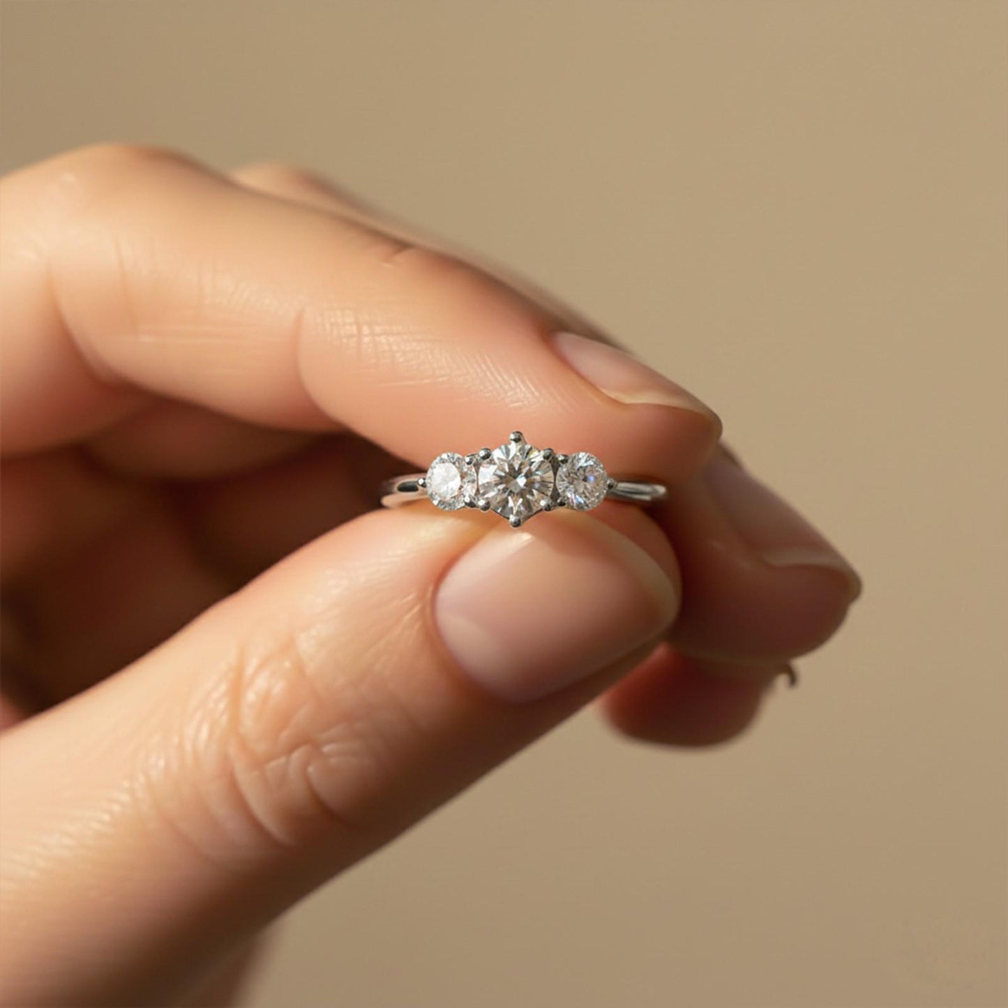 1.50Ctw Round Moissanite Stella Trilogy Ring