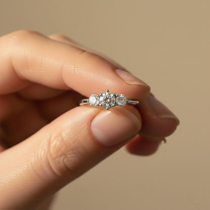 1.50Ctw Round Moissanite Stella Trilogy Ring