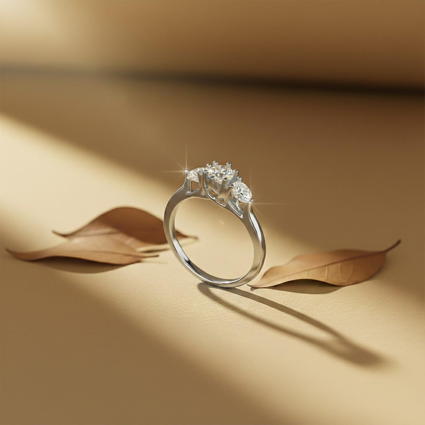 1.50Ctw Round Moissanite Stella Trilogy Ring