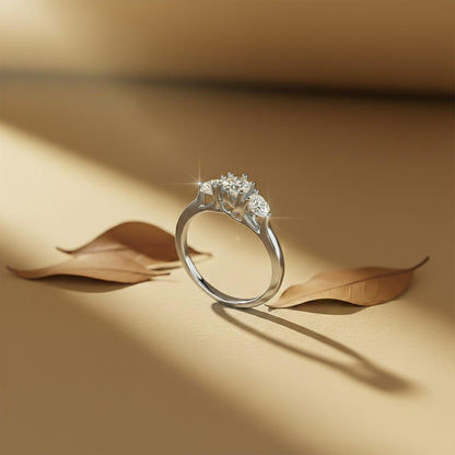 1.50Ctw Round Moissanite Stella Trilogy Ring