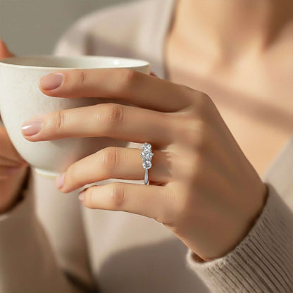 1.50Ctw Round Moissanite Stella Trilogy Ring