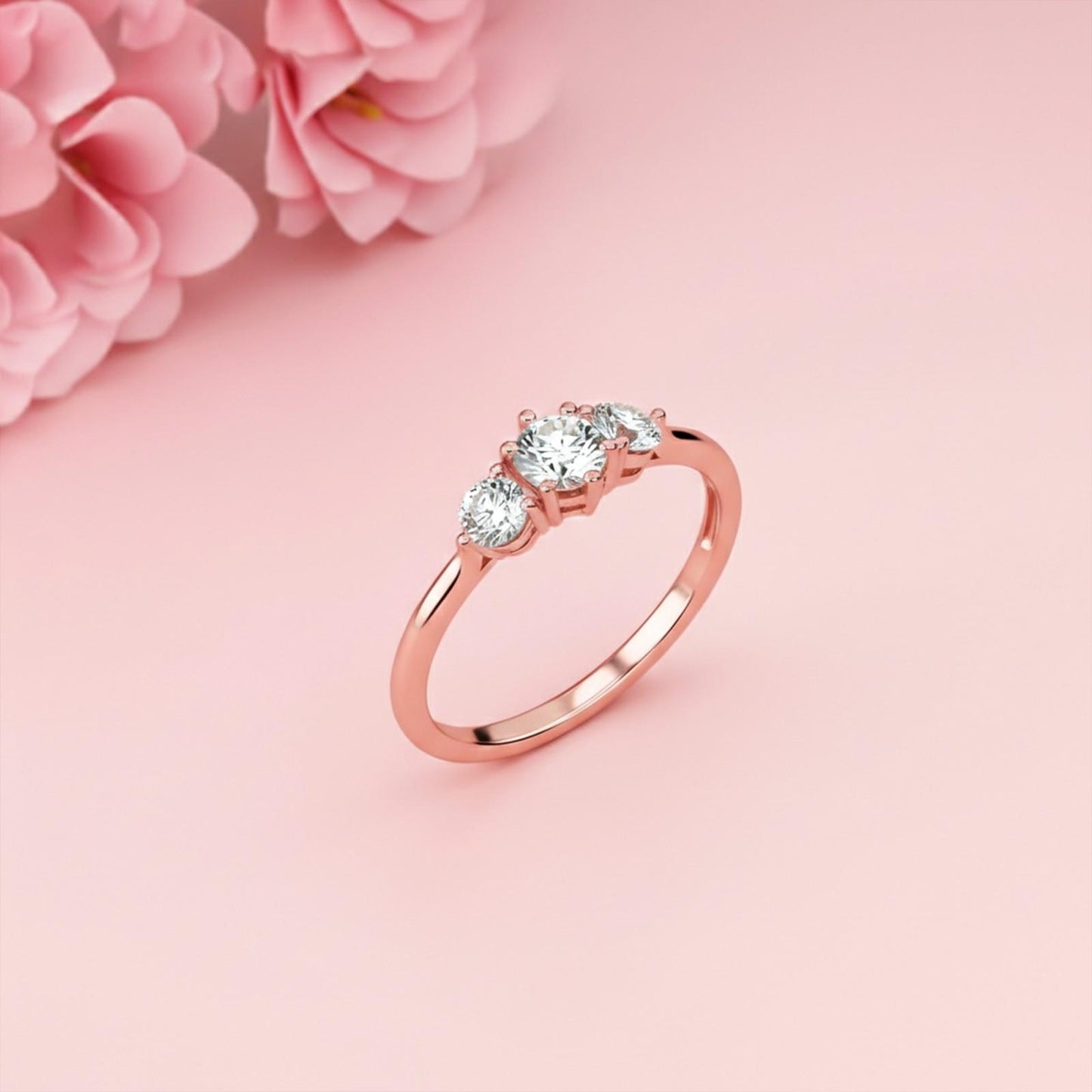 1.50Ctw Round Moissanite Stella Trilogy Ring