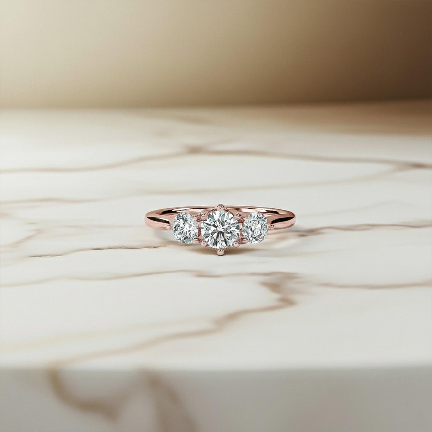 1.50Ctw Round Moissanite Stella Trilogy Ring