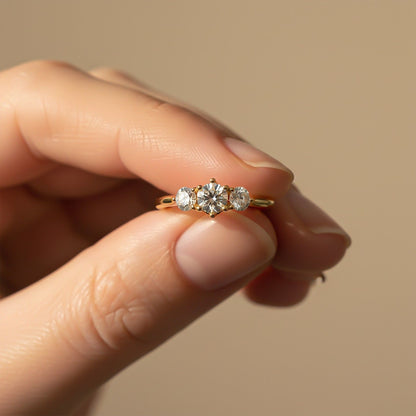 1.50Ctw Round Moissanite Stella Trilogy Ring