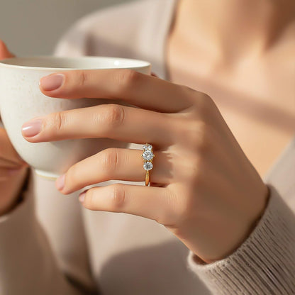 1.50Ctw Round Moissanite Stella Trilogy Ring