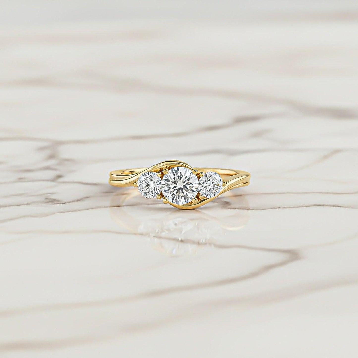 1.50Ctw Round Moissanite Swirl Trilogy Ring