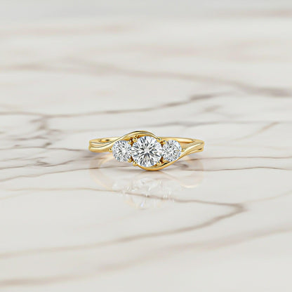 1.50Ctw Round Moissanite Swirl Trilogy Ring