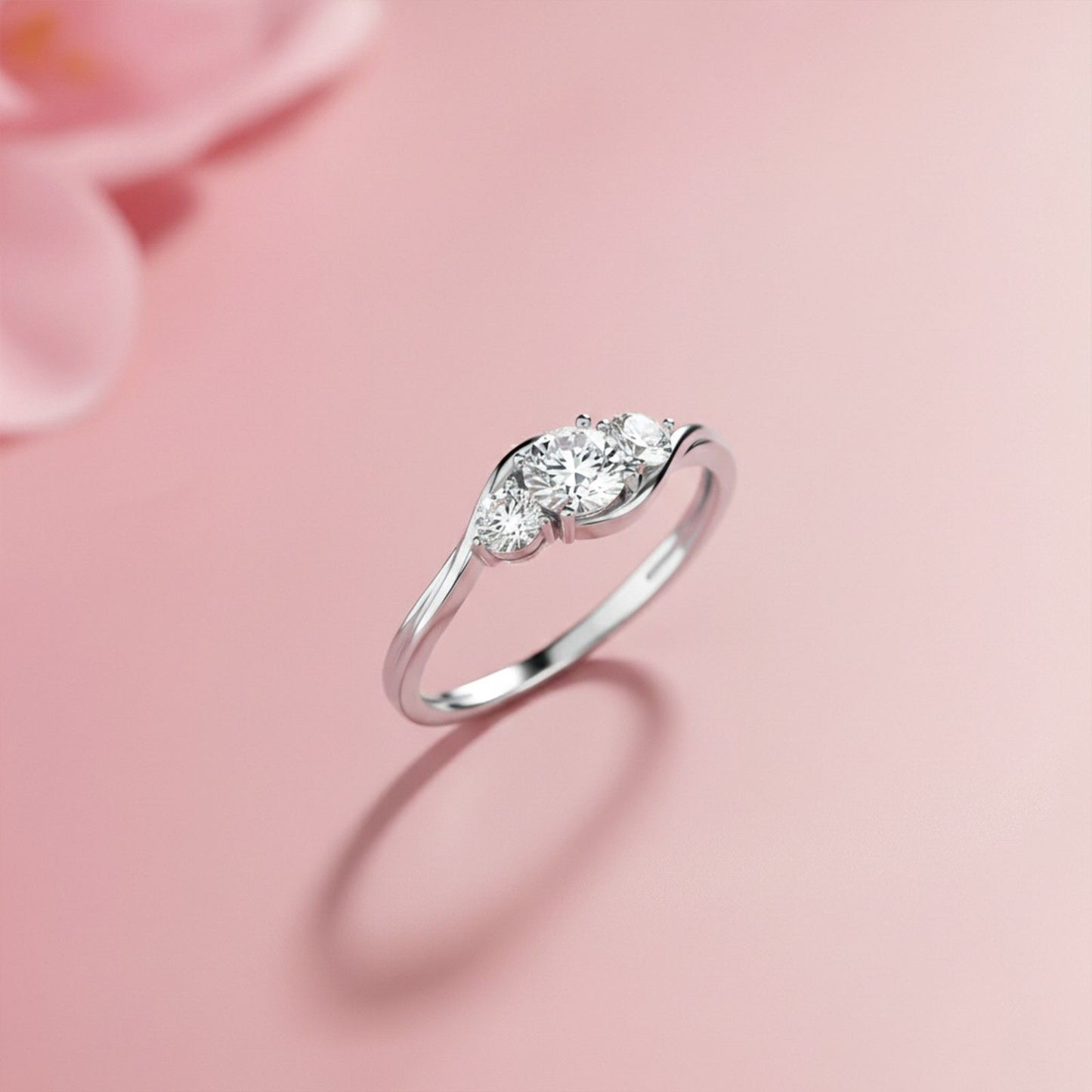 1.50Ctw Round Moissanite Swirl Trilogy Ring