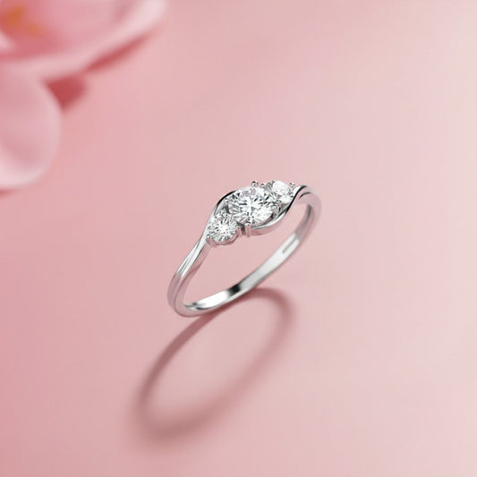 1.50Ctw Round Moissanite Swirl Trilogy Ring