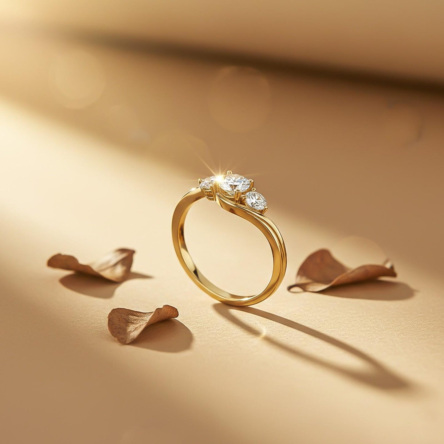 1.50Ctw Round Moissanite Swirl Trilogy Ring