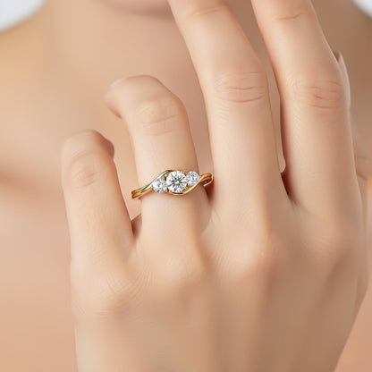 1.50Ctw Round Moissanite Swirl Trilogy Ring