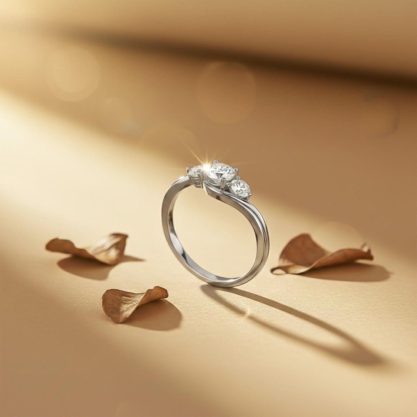 1.50Ctw Round Moissanite Swirl Trilogy Ring