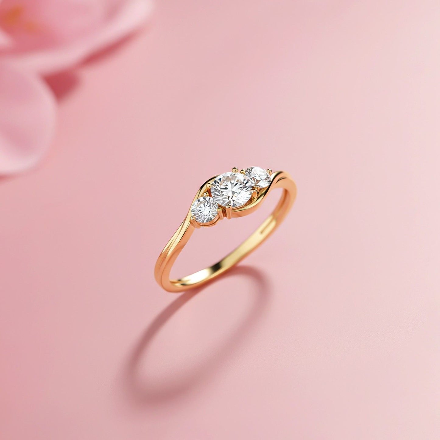 1.50Ctw Round Moissanite Swirl Trilogy Ring