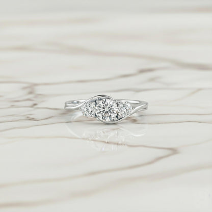 1.50Ctw Round Moissanite Swirl Trilogy Ring