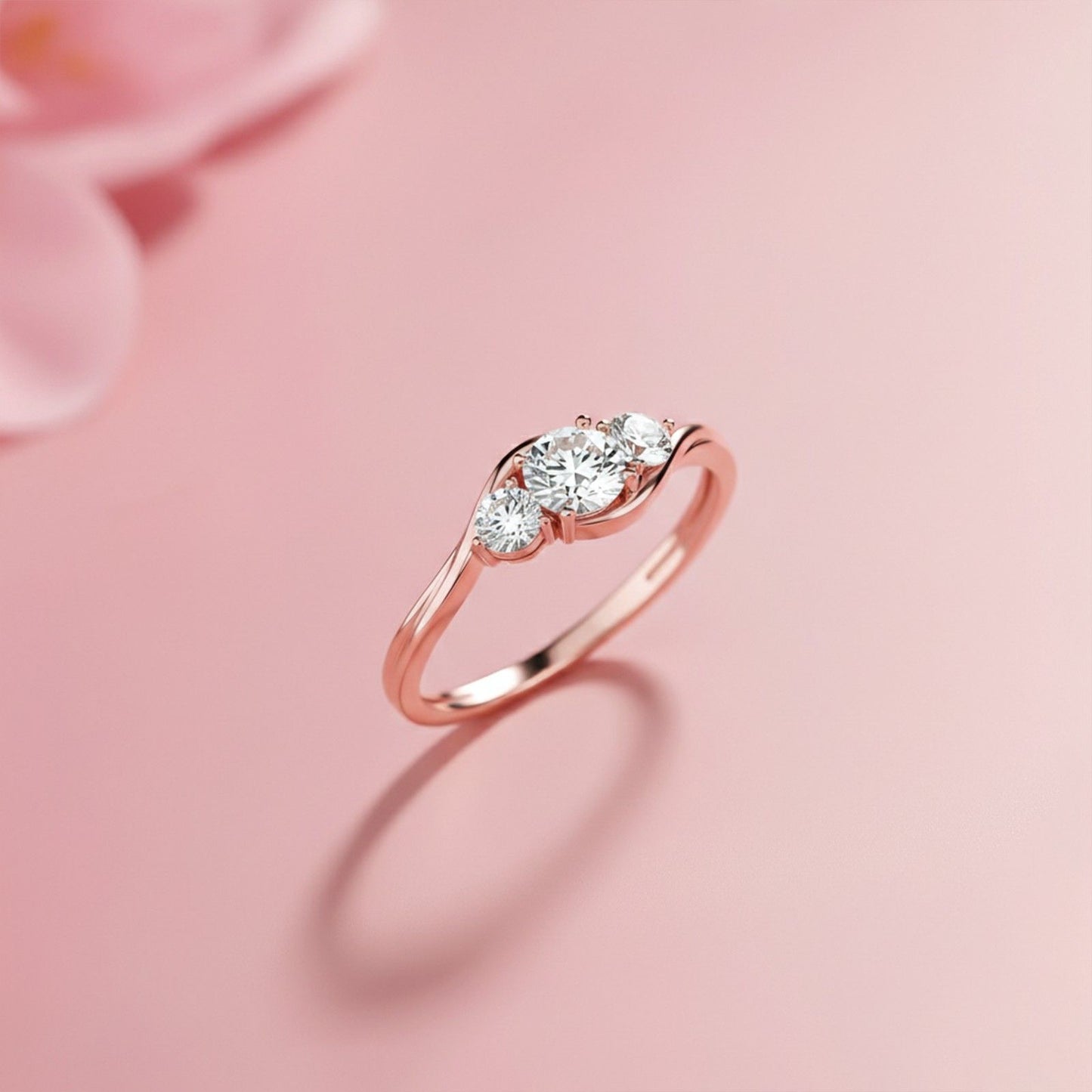 1.50Ctw Round Moissanite Swirl Trilogy Ring