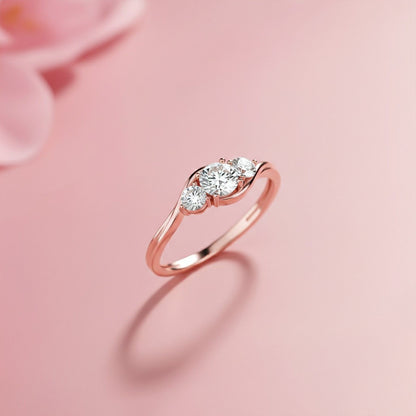 1.50Ctw Round Moissanite Swirl Trilogy Ring