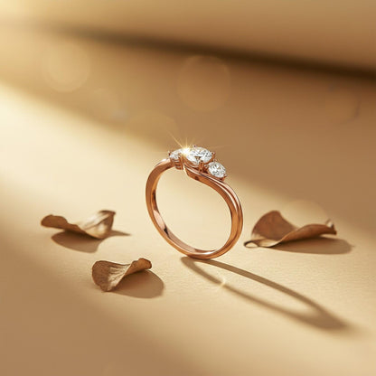 1.50Ctw Round Moissanite Swirl Trilogy Ring