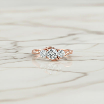 1.50Ctw Round Moissanite Swirl Trilogy Ring