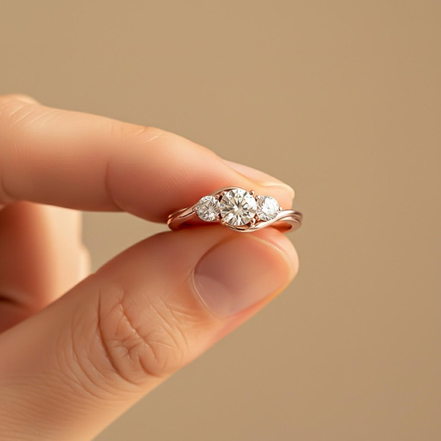 1.50Ctw Round Moissanite Swirl Trilogy Ring