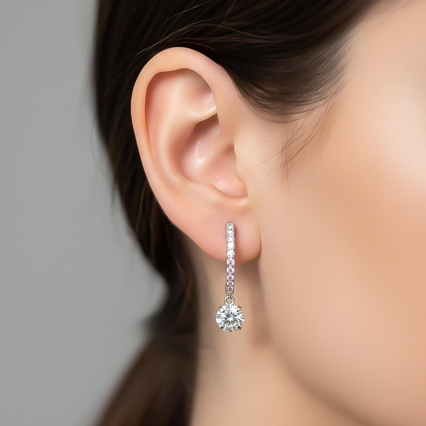 Silver Moissanite Millenia Drop Dangle