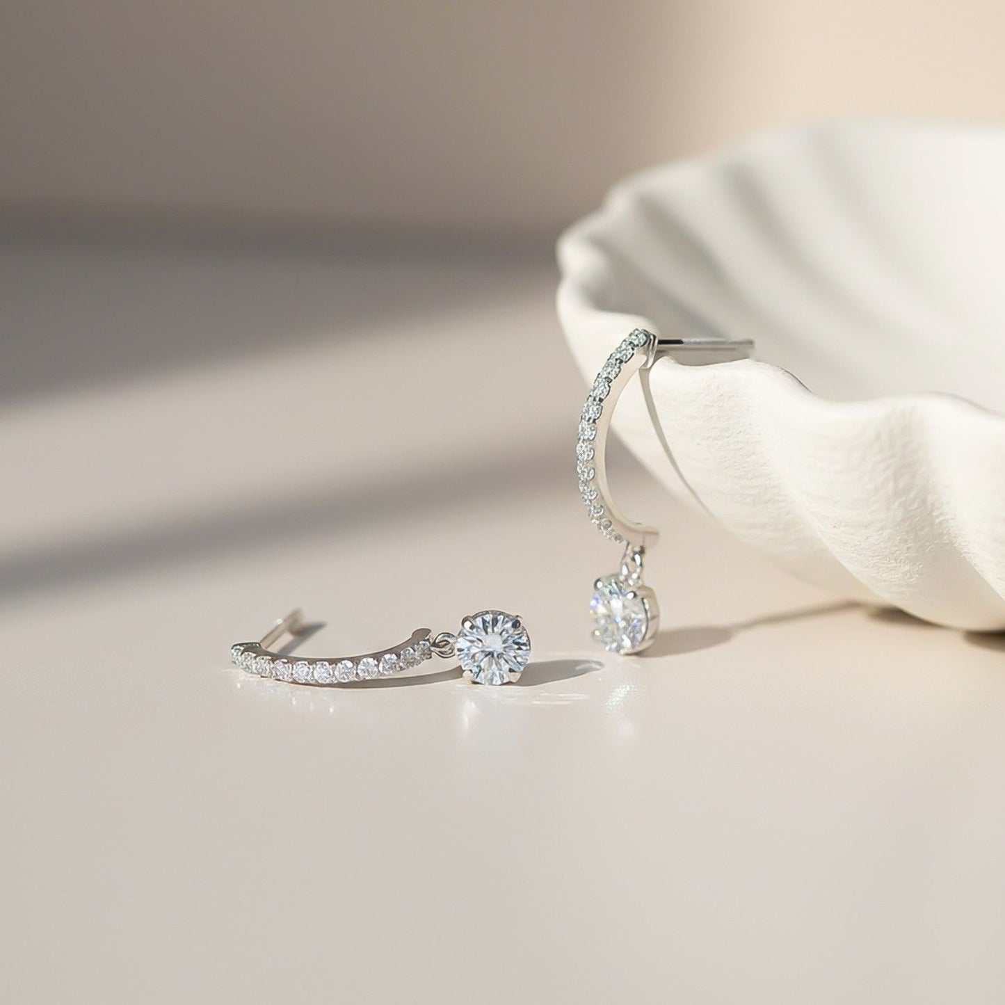 Silver Moissanite Millenia Drop Dangle