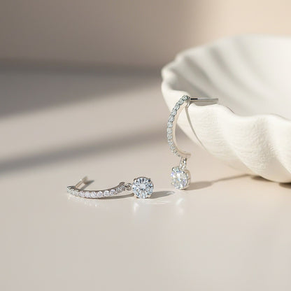 Silver Moissanite Millenia Drop Dangle