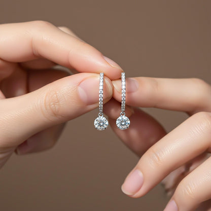 Silver Moissanite Millenia Drop Dangle