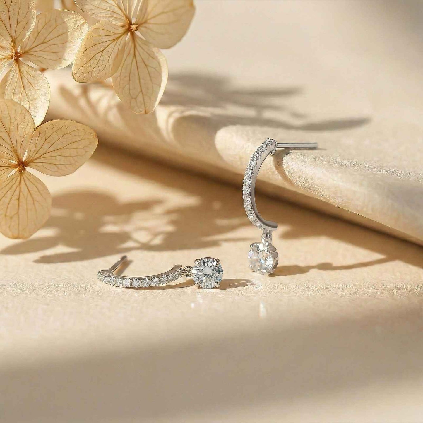 Silver Moissanite Millenia Drop Dangle