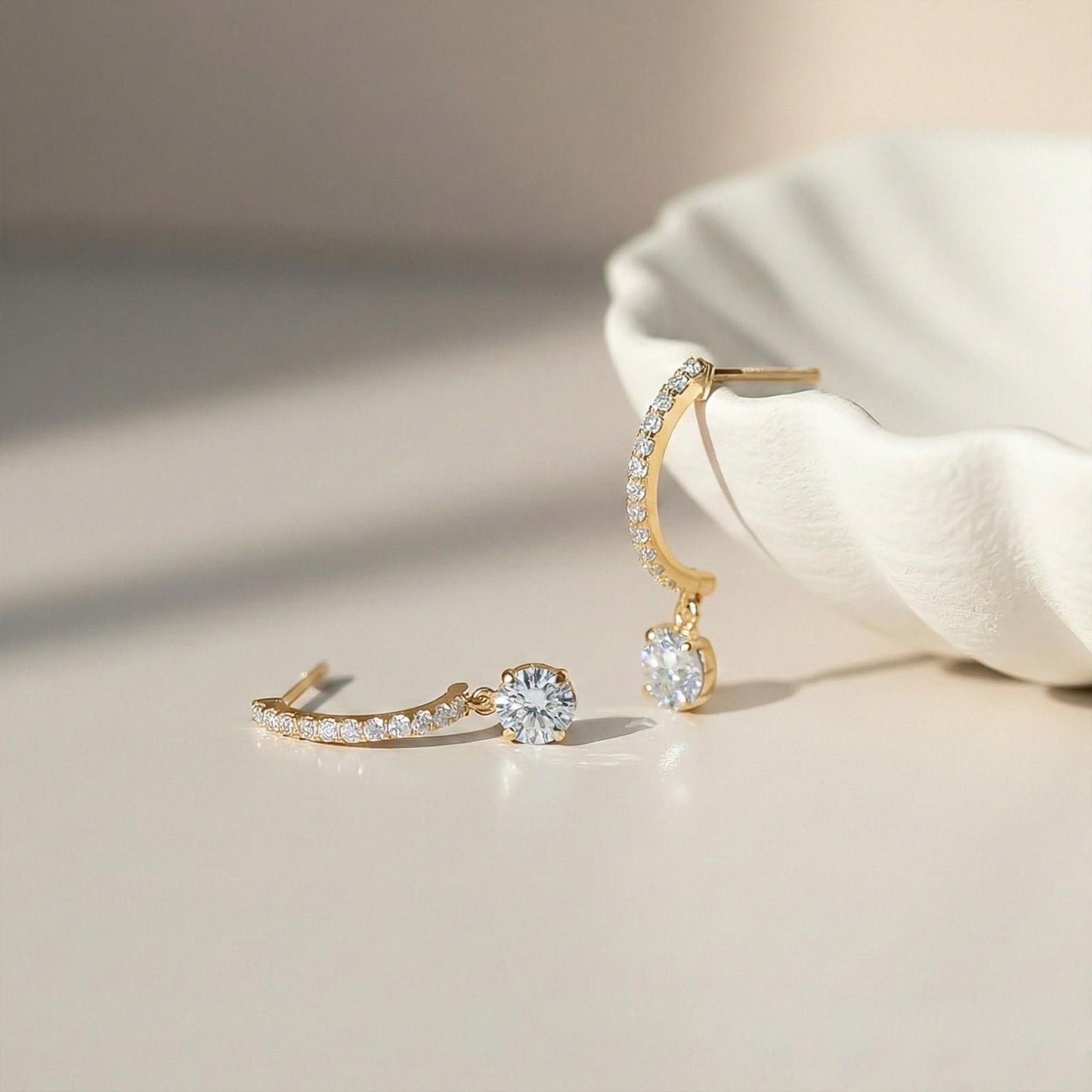 Golden Moissanite Millenia Drop Dangle