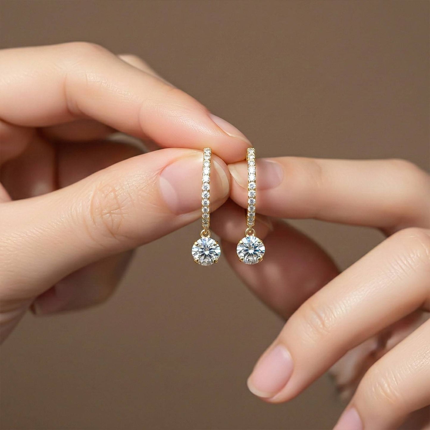 Golden Moissanite Millenia Drop Dangle