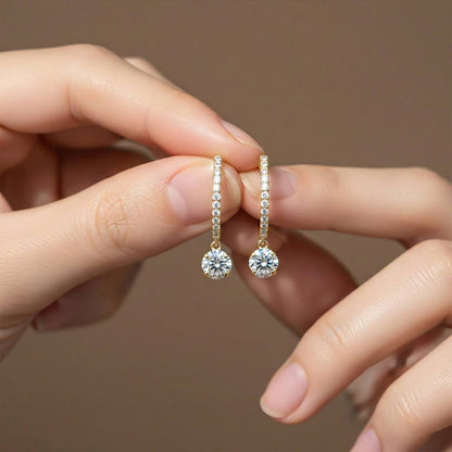 Golden Moissanite Millenia Drop Dangle