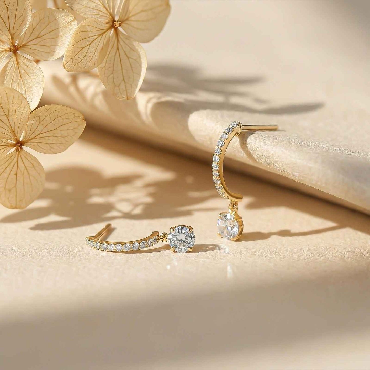 Golden Moissanite Millenia Drop Dangle