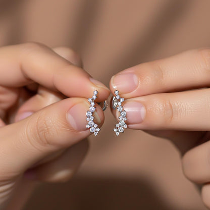Silver Moissanite Ear Climber Earrings