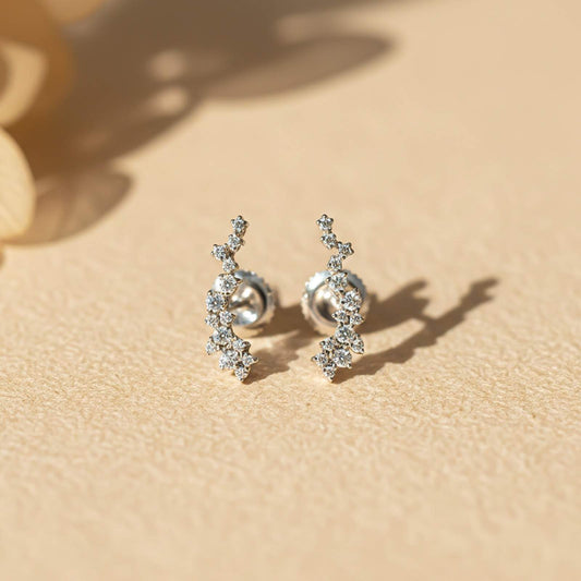 Silver Moissanite Ear Climber Earrings