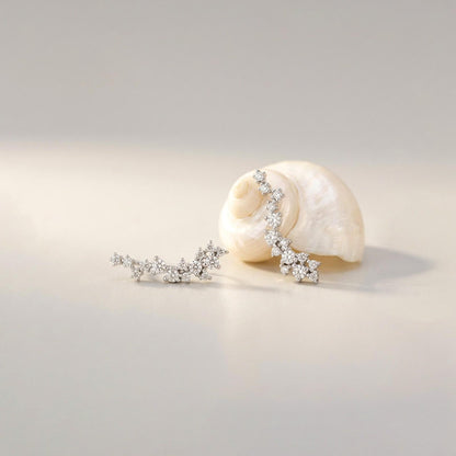Silver Moissanite Ear Climber Earrings