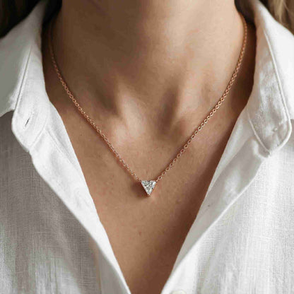 0.74Ct Moissanite Trillion Cut Bezel Set Pendant
