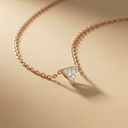 0.74Ct Moissanite Trillion Cut Bezel Set Pendant