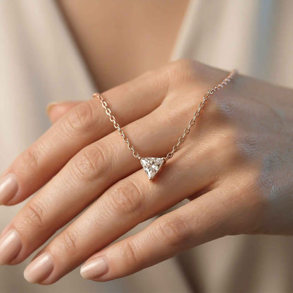 0.74Ct Moissanite Trillion Cut Bezel Set Pendant