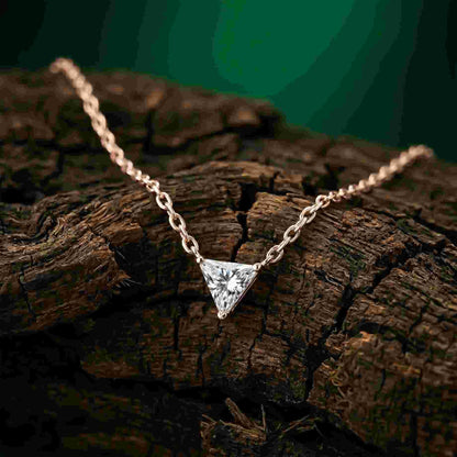 0.74Ct Moissanite Trillion Cut Bezel Set Pendant