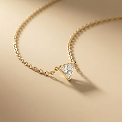 0.74Ct Moissanite Trillion Cut Bezel Set Pendant
