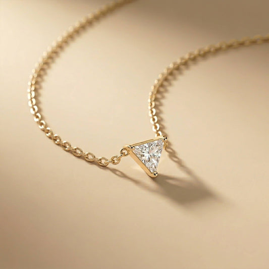 0.74Ct Moissanite Trillion Cut Bezel Set Pendant