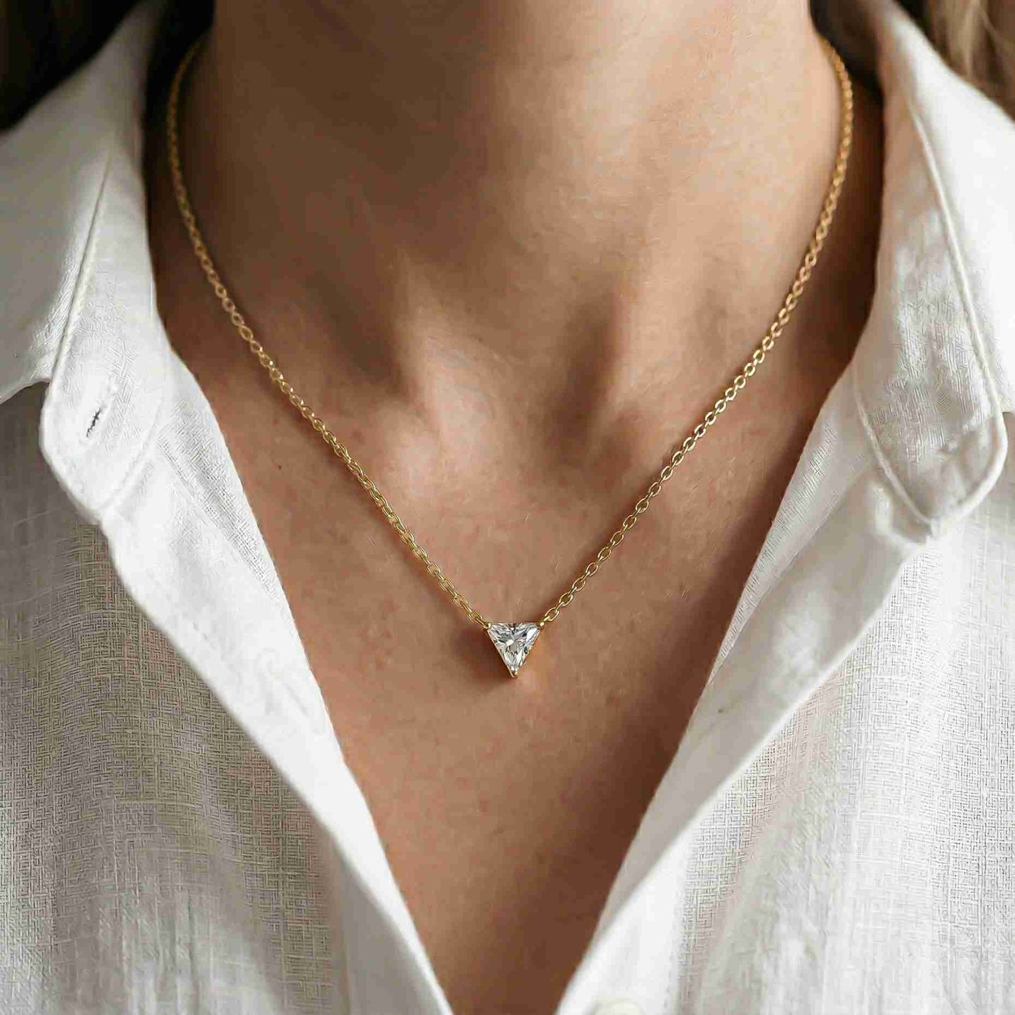 0.74Ct Moissanite Trillion Cut Bezel Set Pendant