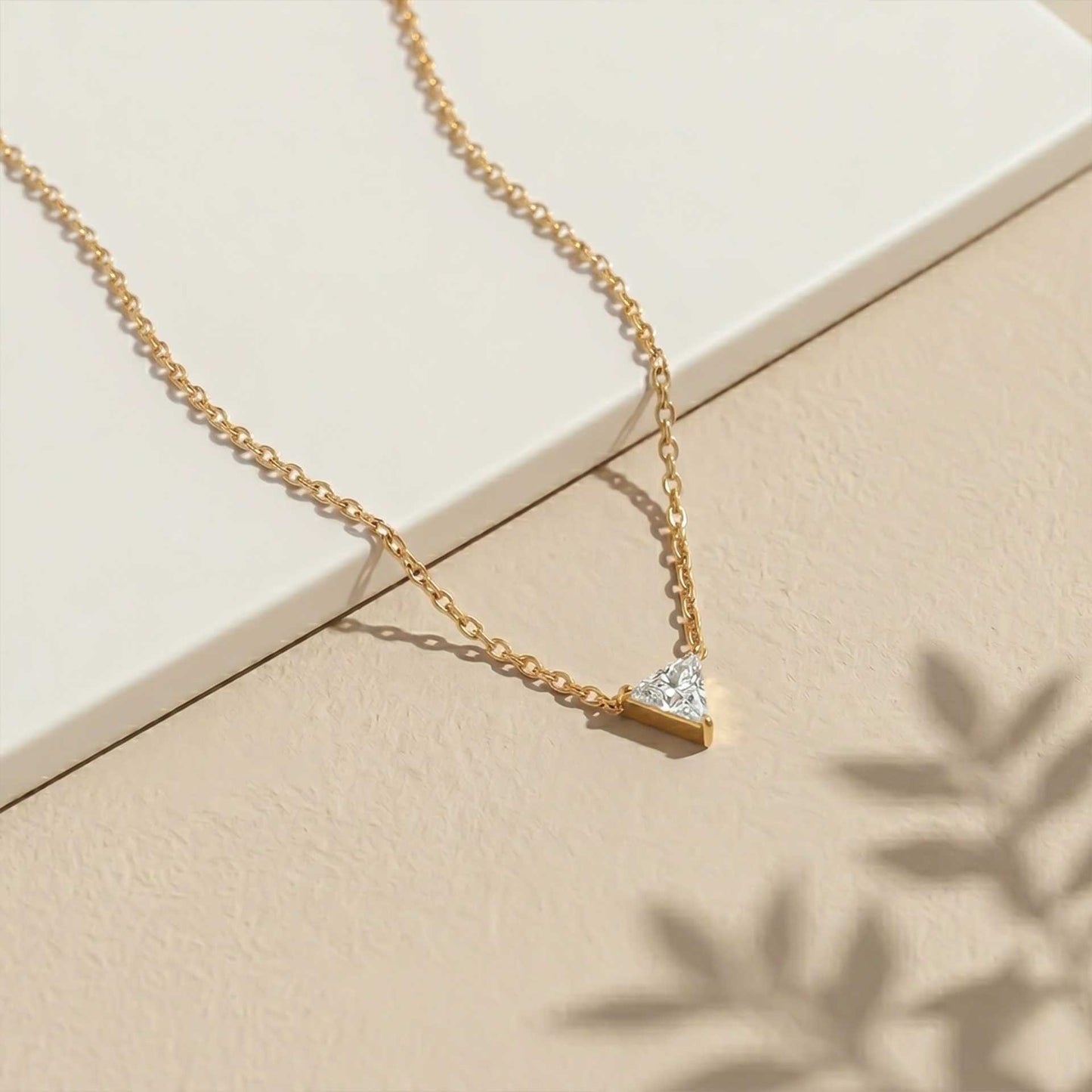 0.74Ct Moissanite Trillion Cut Bezel Set Pendant