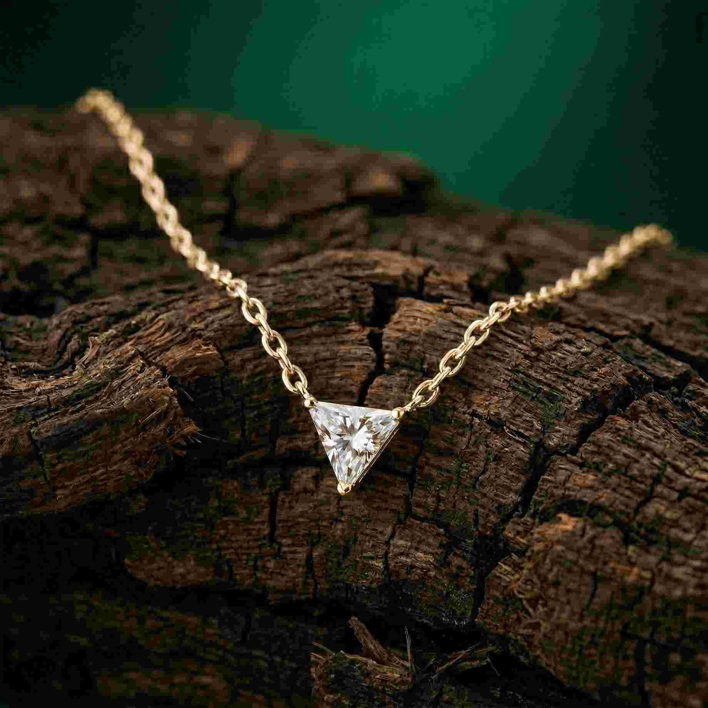 0.74Ct Moissanite Trillion Cut Bezel Set Pendant