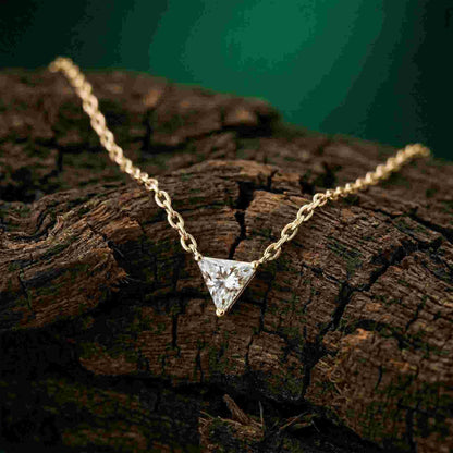 0.74Ct Moissanite Trillion Cut Bezel Set Pendant
