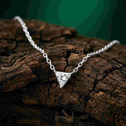 0.74Ct Moissanite Trillion Cut Bezel Set Pendant