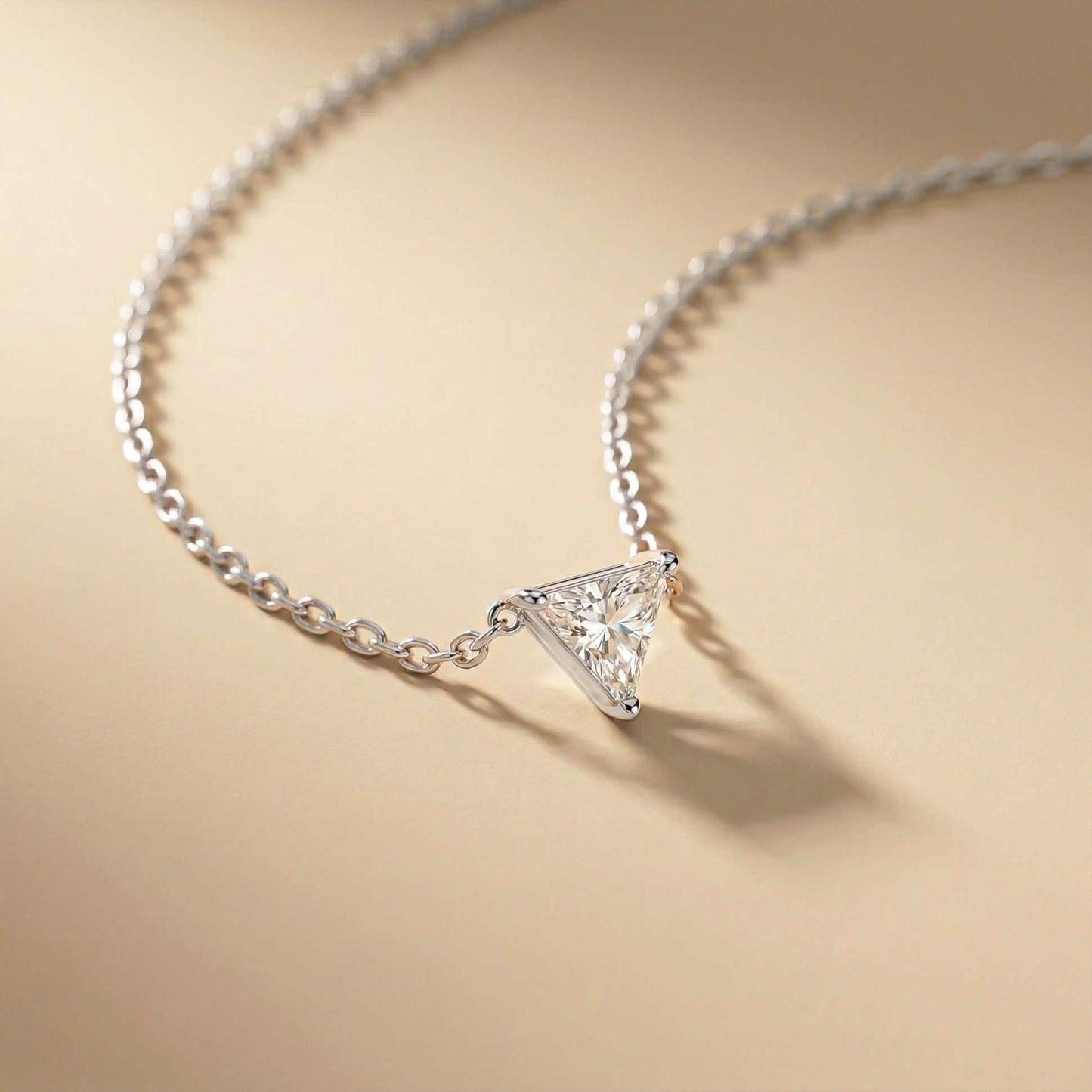 0.74Ct Moissanite Trillion Cut Bezel Set Pendant