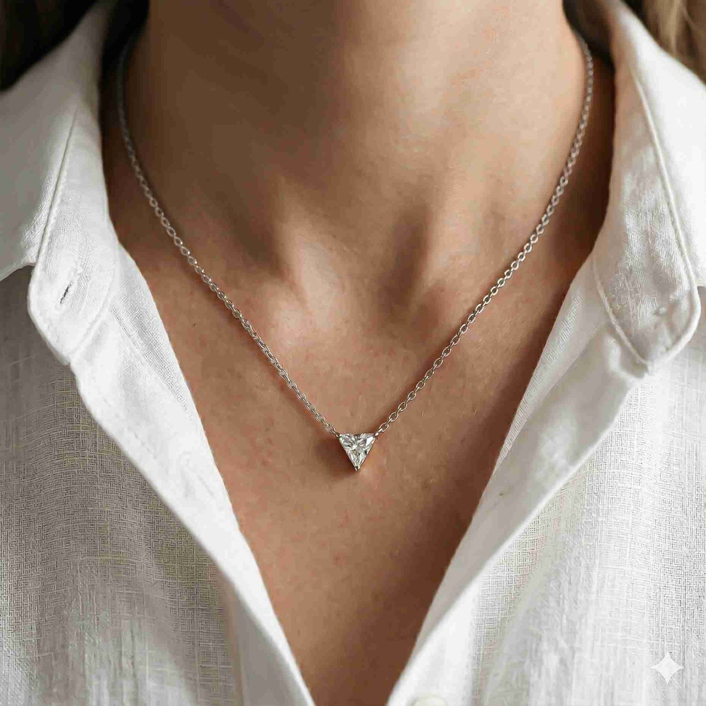 0.74Ct Moissanite Trillion Cut Bezel Set Pendant
